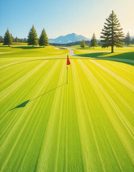 A beautifully maintained golf green in the golden light of late afternoon. The smooth, vibrant green grass is perfectly trimmed, with subtle undulations adding depth to the putting surface. A bright red flag flutters gently atop a sleek white pin, marking the hole at the center of the green. Surrounding the green, a soft fringe of slightly longer grass transitions into the rolling fairway, which stretches toward the horizon. In the background, tall pine trees cast long shadows, and a tranquil water hazard reflects the warm hues of the sky. The atmosphere is calm and inviting, capturing the essence of a perfect golfing moment.
<lora:SDXLFaeTastic2400:0.4> <lora:extremely_detailed:0.4> extremely detailed, <lora:golf_c0urs3-ill:1>,golf c0urs3, Masterpiece,best quality,hi res,8k,hi res,8k,award winning,(sharp focus, intricate, highly detailed),