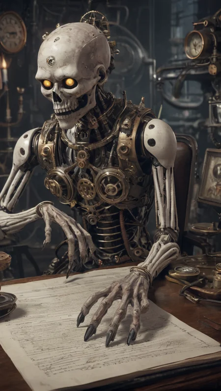 XCYP,steampunk aesthetic,steampunk (solo,masterpiece,best quality,highly detailed,volumetric lighting,original, ),extremely detailed 8K wallpaper,an extremely delicate and beautiful,oversized documents,high details,Mechanical animals,Mechanical mask,Glowing eyes,Gem scale,epic,surreal,(Steampunk:1.2),(dynamic angles),ray tracing,HDR,colorful,abyss,science fiction,