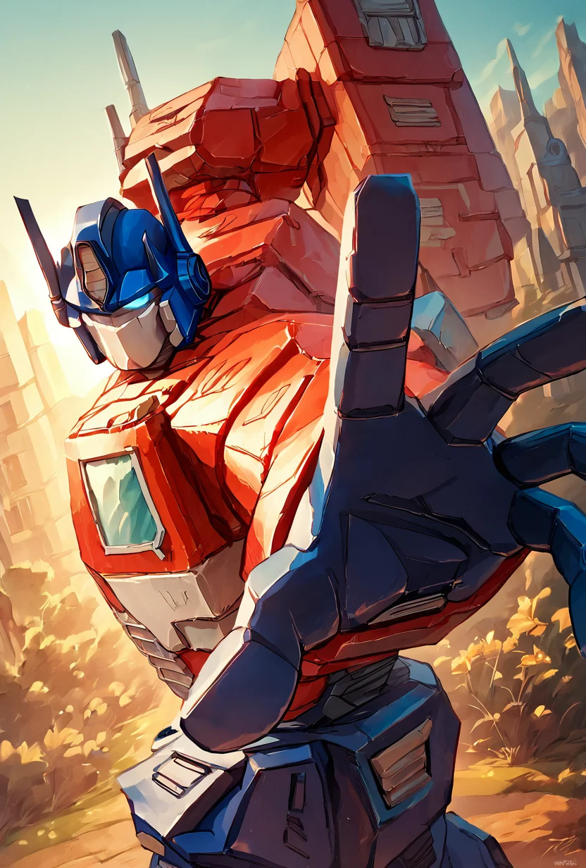 score_9, score_8_up, score_7_up,, good quality ,, character focus, solo, , best quality <lora:optimus-10:1> optimus, solo, simple style, <lora:PepePunchMeme_XLPD:1> IncrsPunchMeme, incoming punch