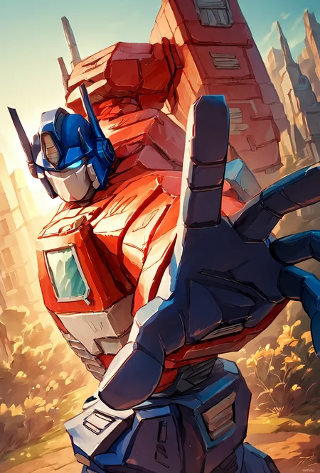 score_9, score_8_up, score_7_up,, good quality ,, character focus, solo, , best quality <lora:optimus-10:1> optimus, solo, simple style, <lora:PepePunchMeme_XLPD:1> IncrsPunchMeme, incoming punch