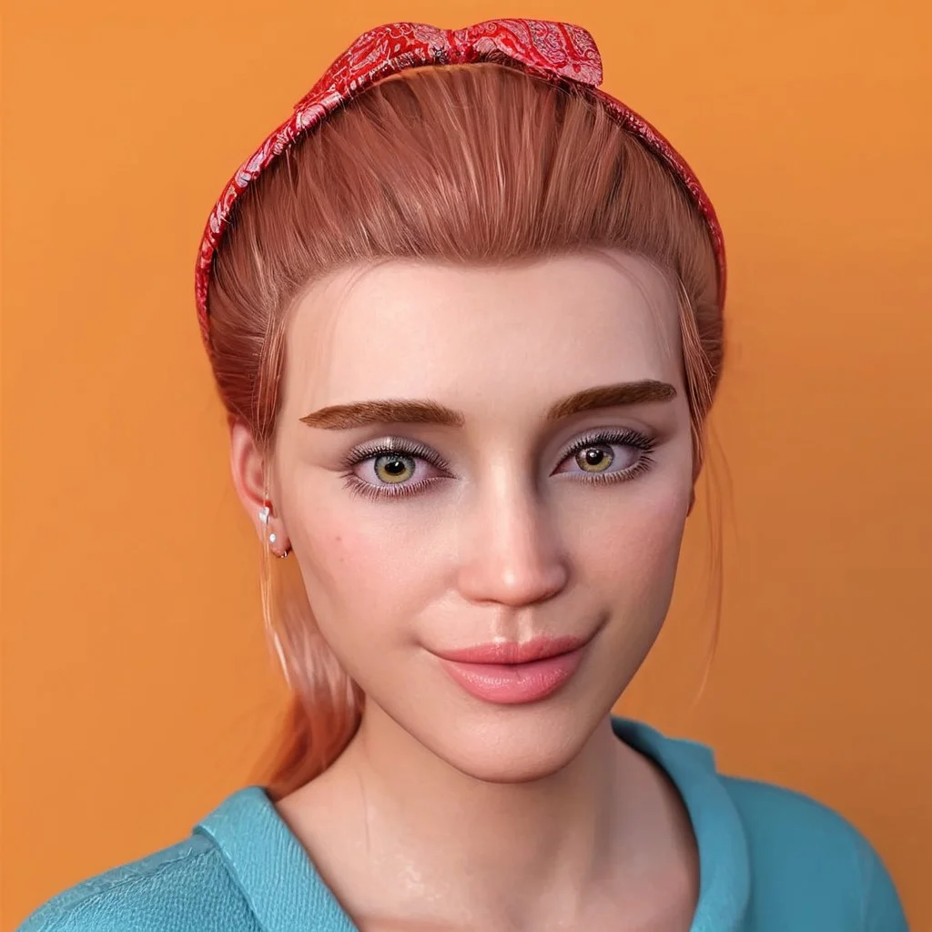 easynegative, masterpiece,best quality, highly detailed, score_9, score_8_up, score_7_up, score_6_up,
1 girl, solo, Hazel, hazel eyes, beautiful girl, shiny look. looking directly at viewer.
happy face, smiling. orange background. Facing viewer. All hair in view