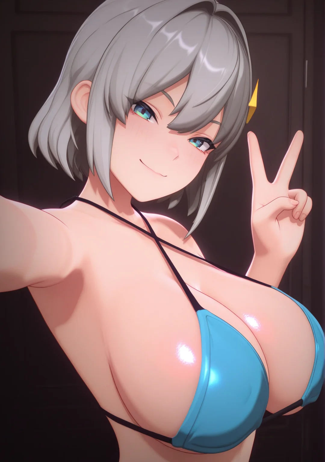 masterpiece,best quality,amazing quality,
1girl,looking at viewer,upper body,bikini,v,
<lora:blobcgstyle:1>,blobcgstyle,3d,