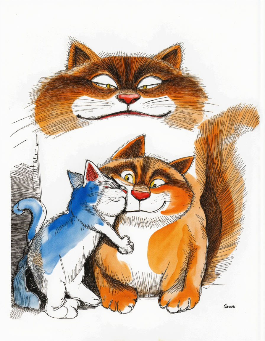 <lora:chizhcats:1>, a clourful drawing of funny cat
