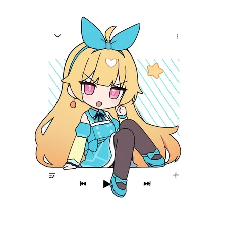 1girl,rabbit_hole
yumenouchi chiharu, sakura \(39ra\), tyakomes, henreader, baku-p, daizu \(melon-lemon\),
star \(symbol\), striped dress, puffy sleeves, tape, :d, detached sleeves, hair beads, apron, puffy short sleeves, footwear bow, looking at another, ribbon, chibi, collared dress, blue footwear, rabbit girl, dress, beads, furrowed brow, brown hair, bow, aqua dress, dot nose, shoes, zettai ryouiki, bandaid, striped background, multicolored hair, blonde hair, jitome, hair between eyes, aqua ribbon, ahoge, :<, short dress, yellow sleeves, blue hair, blunt bangs, animal ears, blue dress, blue bow, fur-, blush stickers, petticoat, thighhighs, pink eyes, full body, dress bow, vertical-striped thighhighs, blue hairband, short hair, two-tone background, open mouth, mary janes, hand on own ear, aqua footwear, film grain, puffy detached sleeves, frills, frilled apron, fur trim,
masterpiece, newest, absurdres, safe
 <lora:rabbit_hole:1>