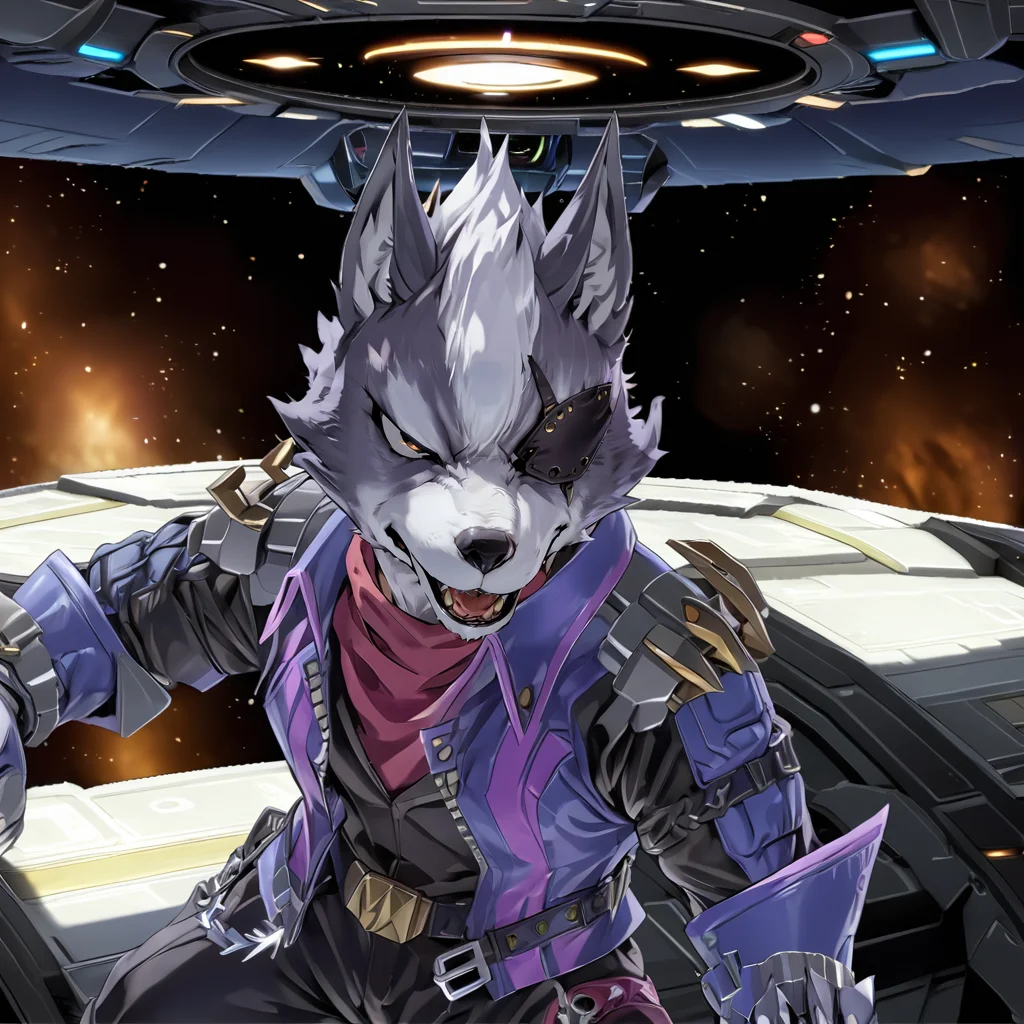 man, StarWolfXL, 1boy, inside starship spaceship, eyepatch, (anime, masterpiece, intricate:1.3), (best quality, hires textures, high detail:1.2), (4k),(incredibly detailed:1.4),UHD, 8K, ultra detailed <lora:StarWolfXL:.9>
