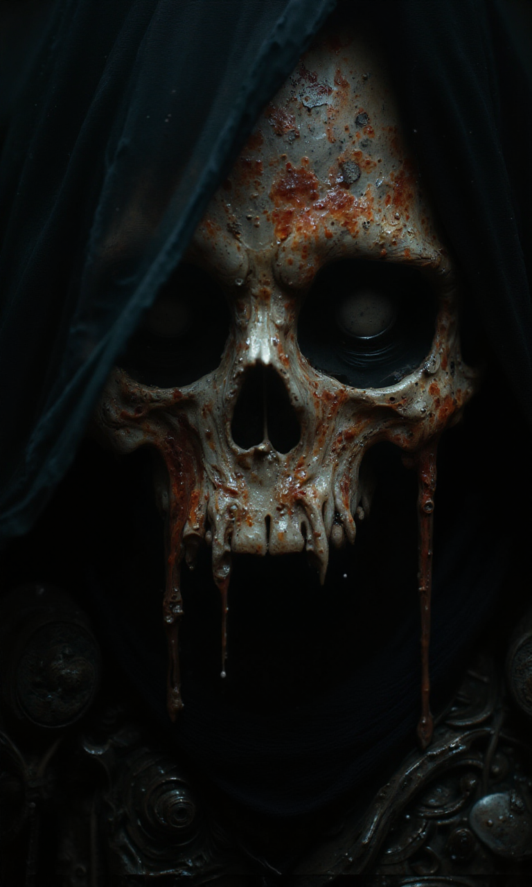 Fallen samurai close up, skull face, ghostly decayed slime, oiled, wet, moody sad dark atmosphere, microscopic details,<lora:flux1-D\flux_realism_lora.safetensors:0.8:0.8> <lora:flux1-D\flux.1_lora_flyway_Epic-detail_v2.safetensors:0.8:0.8> <lora:flux1-D\FluxGhost-000001.safetensors:0.55:0.55>