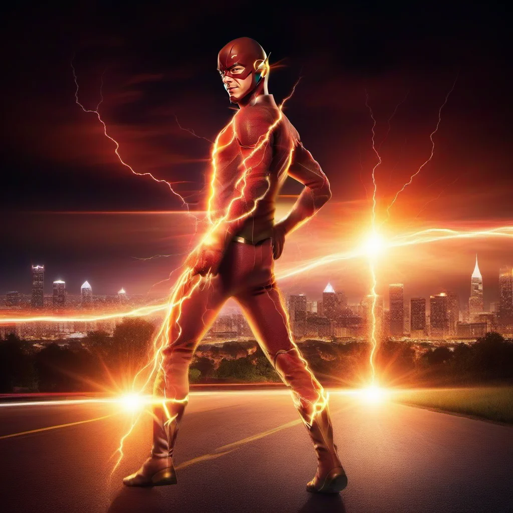 Long exposure photo of The Flash posing, lightnings, night, city background <lora:TheFlashCW1024:0.8> . Blurred motion, streaks of light, surreal, dreamy, ghosting effect, highly detailed