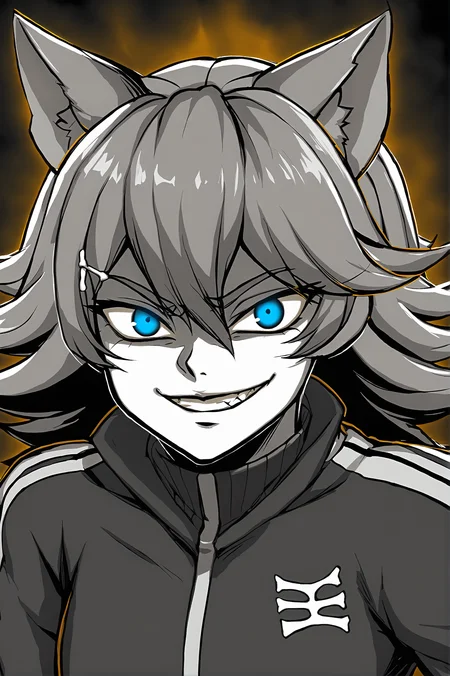 score_9,
score_9,
<lora:buffpup_v1_pruned:1>, buffpup,
<lora:ebiblue_v1_pruned:1>, monochrome, spot color, blue eyes, orange aura, black background, looking at viewer,
evil grin,
grey track suit, portrait,
high resolution, Masterpiece,
high resolution, Masterpiece,
uncensored, rating_explicit,