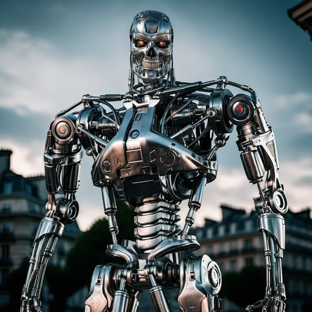 T800-1024, robot, full body, standing in postapocalyptic paris, fires, detailed eyes, highly detailed, photography, ultra sharp, film, bokeh, professional, 4k <lora:add-detail-xl:1.5> <lora:T800-1024-000450:0.8>