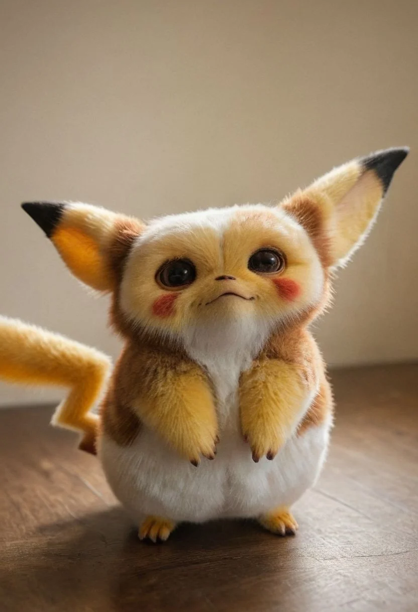amazing quality, masterpiece, best quality, hyper detailed, ultra detailed, UHD, perfect anatomy, portrait, dof, hyper-realism, majestic, awesome, inspiring, - a fluffy cute #giz# gizmo( inspirated in Pikachu:2.3), cinematic composition, soft shadows, national geographic style,