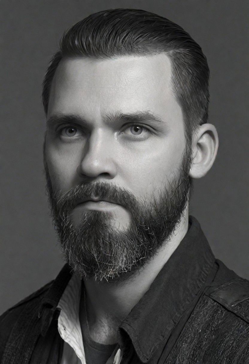 portrait of a bearded man, a black and white drawing of a man with a beard, epic pencil illustration, epic portrait illustration, artgerm craig mullins, martin ansin artwork portrait, by Grzegorz Domaradzki, great digital art with details, by Patrick Pietropoli, highly detailed character design, very coherent. high detail, pirate portrait, epic digital art illustration