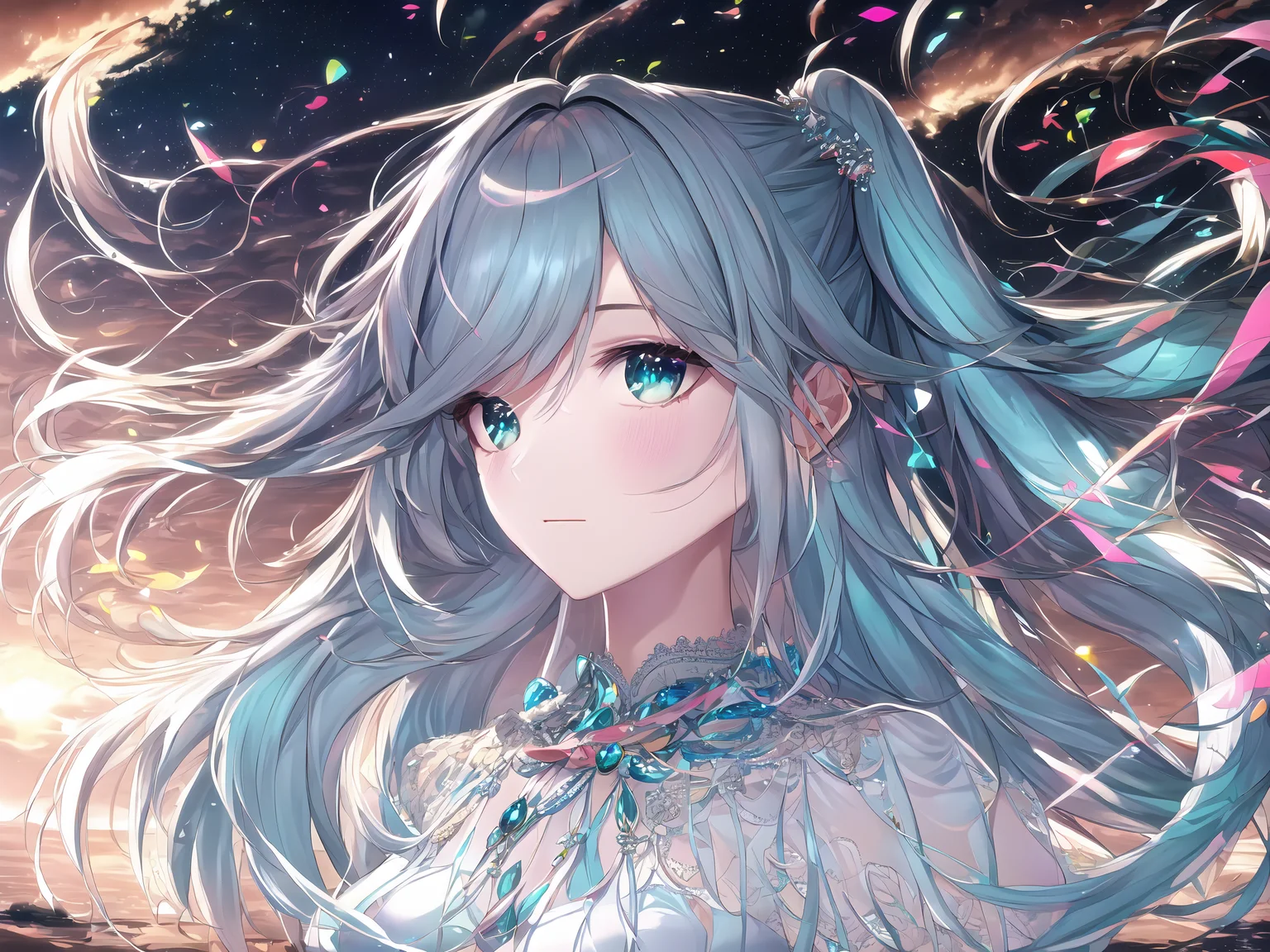 1girl, hatsune miku, bunny girl, playboy bunny, ornate, intricate, cinematic, dehazed, atmospheric, blush, beach, intricate long floating_hair, intricate game_cg, trending on pixiv, (by artgerm and wlop and greg rutkowski:1.3), intricate vibrant colors,
(symmetric, exceptional, waifu, best aesthetic, new, newest, best quality, masterpiece:1.2),  <lora:NovelAILora:1>