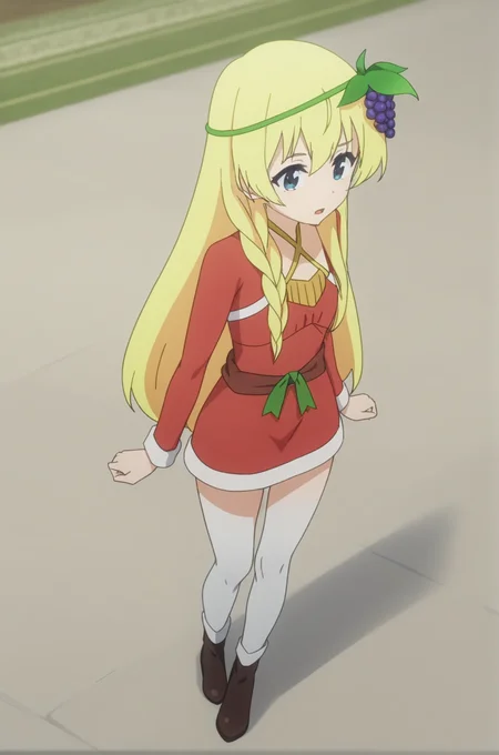 (santa costume), ks-iris, hair ornament, 1girl, solo, skinny, masterpiece, absurdres, high quality, highres, best quality, (full body:1.20), recent <lora:ks-iris-V01:1.0>