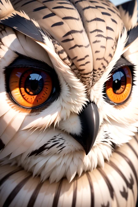 a close-up of the eyes of an owl