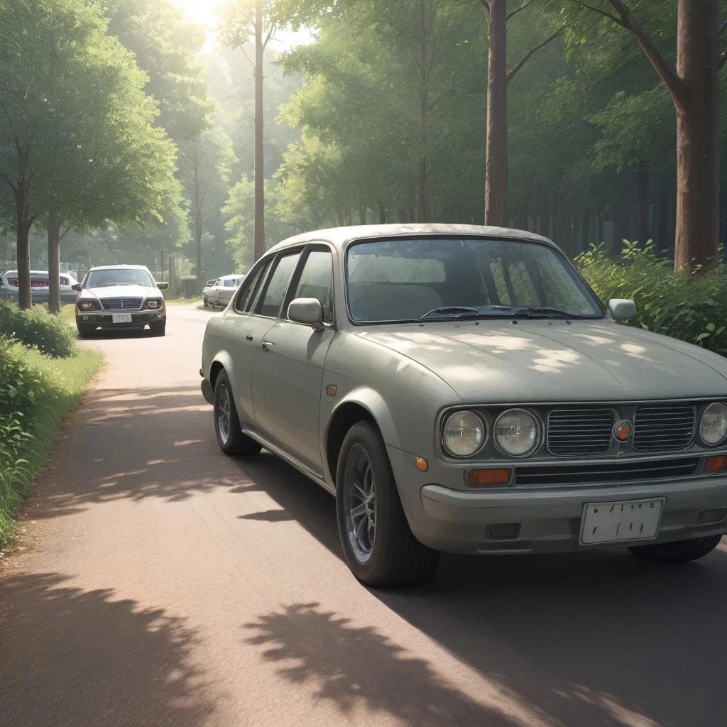 car, seat, no humans, sunlight, outdoors, tree, ground vehicle, motor vehicle