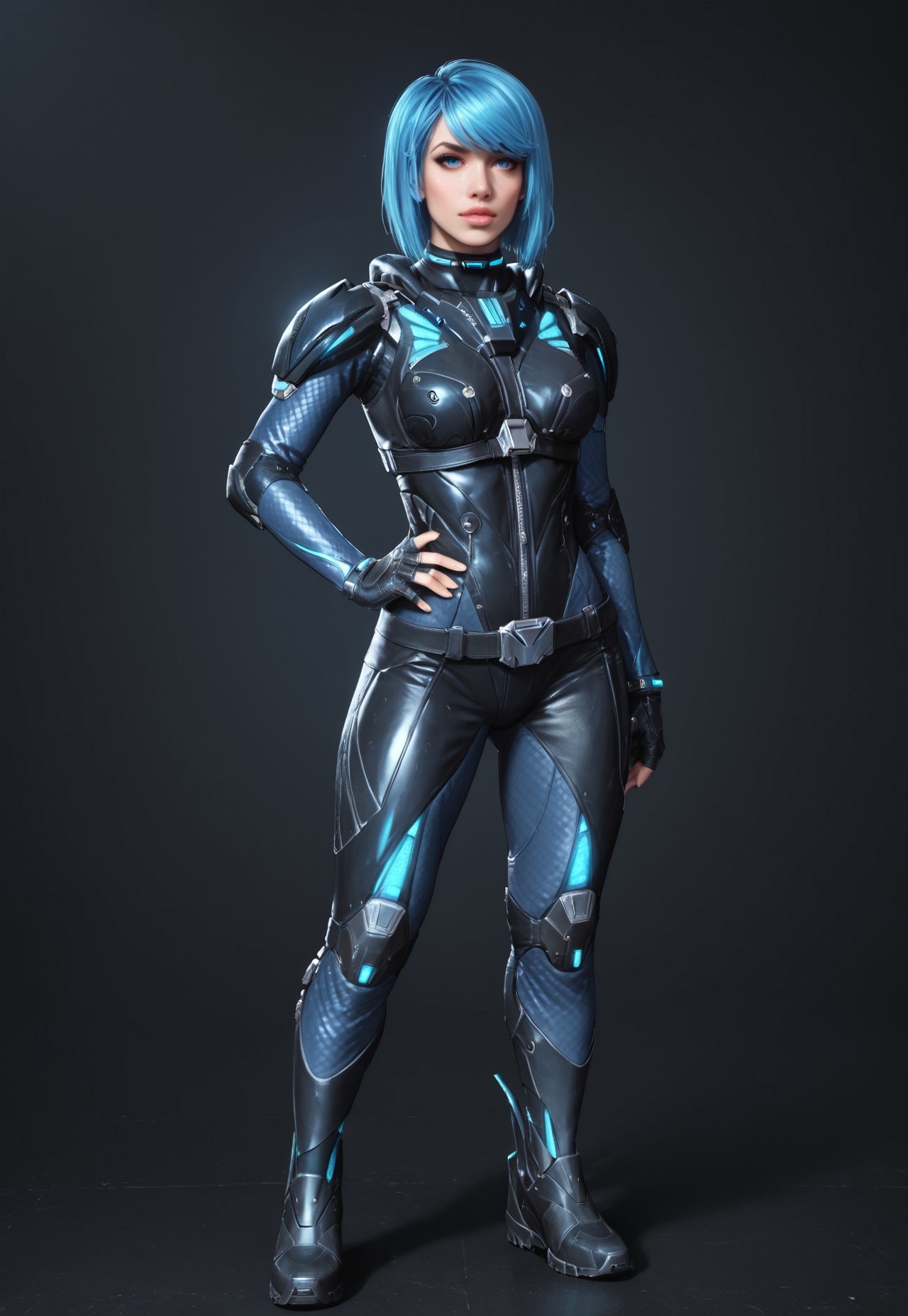 safe_pos, core_9, score_8_up, score_8, semi realistic, ultra detailed, 8k, high quality, hi res, high quality, detailed eyes, perfecteyes, detailed face, 1girl, sharp focus, cowboy-shot, focus on hip, (1girl:1.2), Nyx from Quake Champions, futuristic assassin outfit, pistol in hand, pale skin, long legs, (glowing bobcut blue hair, side bangs), realistic, cinematic angle, cinematic lighting, athletic body, intense face, glowing blue eyes, stealthy pose
BREAK
infiltrating a high-tech corporate facility at night
BREAK
source_sci_fi_art, rating_explicit, expressive, full body, dynamic pose
BREAK
detailed beautiful background, futuristic architecture, neon lights, advanced security systems, holographic displays, dark shadows, tense atmosphere
(full clothed)