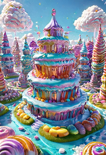 castle,
A traveler looking at a gigantic castle made of dozens of towers, medical, white, grass,floating island, multicolored clouds, castle on top of floating island, Candy ,labyrinth