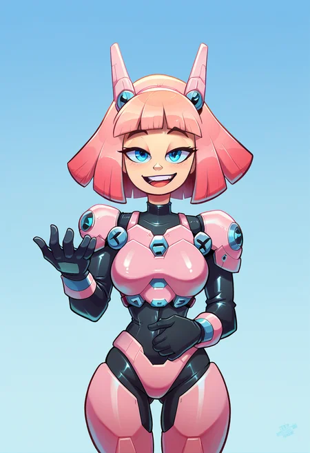 score_9, score_8_up, score_7_up, score_6_up, score_5_up, score_4_up, (sci-fi), young beautiful woman wearing pink mecha armor, happy face, beautiful hair, perfect body, looking at viewer, blue eyes, holding a hummer, many details, zPDXL <lora:XL_Mecha_Knights_-_By_HailoKnight_V2:0.8> <lora:xl_more_art-full_v1:0.8> <lora:latex2_pony:0.8> latex, nfltx <lora:detailed_hands:0.8> hand