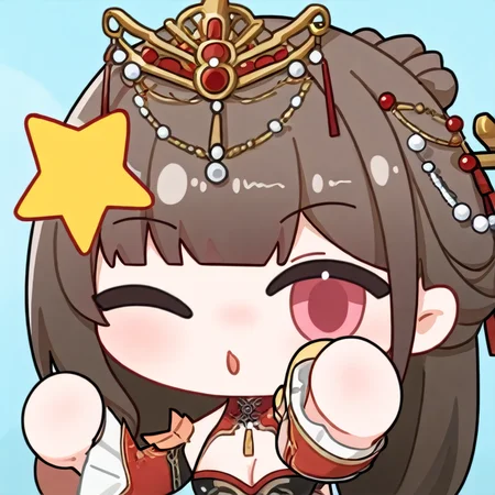 chibi, snowbreakmeme, snowbreak_chibi, 1girl,solo,Yao - Nightglow, Yao - Nightglow_(Tender Temptation), crown, golden_crown, brown hair, pink eyes,solo,<lora:Yao - Nightglow_(Tender Temptation)-noobai_v1.0:0.9>,one eye closed
<lora:snowbreakmeme_noobai_v1.0-000030:1>