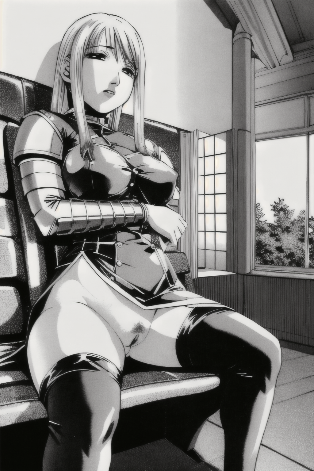 (Realistic:1.5) (masterpiece) fingering, yaoi, tentacles, house, clothing aside, no panties, vaginal, fat, buttons, sitting on bench, armor, thighhighs, car, invisible penis, window, armor, public nudity, anilingus, groping, covering mouth, <lora:EdobComic02_v1.0:0.8>
