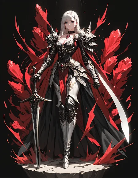 score_9, score_8_up, score_7_up,
1girl, solo, cleavage, breasts, gauntlets, shoulder armor,
looking at viewer, standing, bodysuit,
medium breasts, full body, cute face,
exquisite and clear,
beautiful face, earrings,
holding sword,
in the dark, deep shadow, low key, cold light,
darkness Gothic, white armor,
ornate lace, extreme detailed ornate armor,
diamond girdle, gemstone choker,
skinny tattoo, luxurious tattoo, spot light,
dark seamless background, dark theme,
<lora:hinaMixArmor_pony-rev:0.7>
