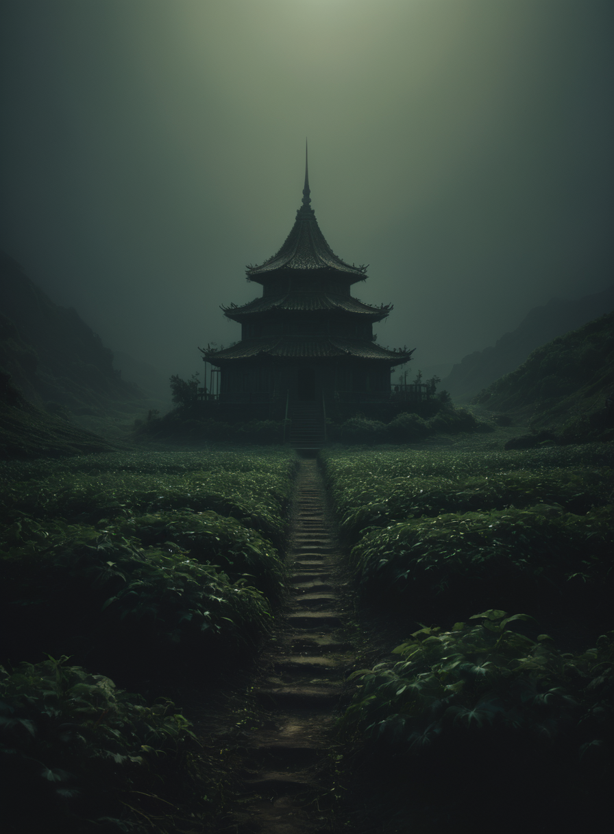 Aether cultivators with serene details, graphic illustration, hyperrealistic representation of gloomy layered with subtle geometry, matte, Medium close-up, naive style, <lora:Consistency Corrector XL:0.4>, Technical photography, <lora:zavy-cntrst-sdxl:1.3> dark, low-key