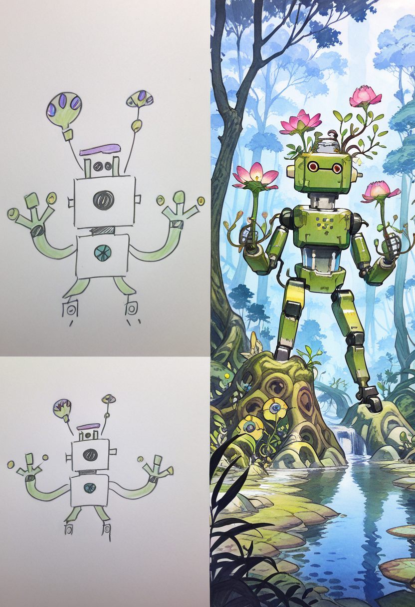 masterpiece, best quality,   flower, outdoors, water, tree, no humans, plant, robot, nature, scenery  ,<lora:Pr0VsN00b:1.0>,