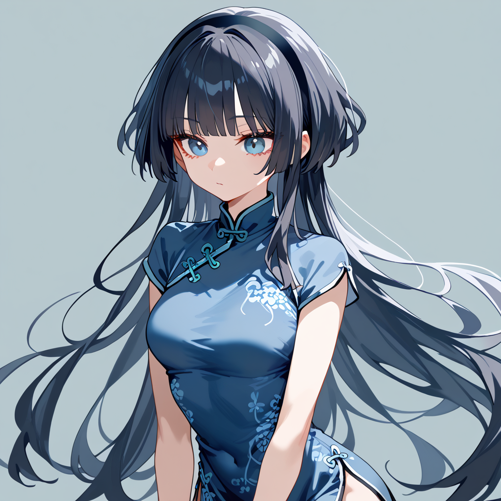 score_9, score_8_up, score_7_up, simple background,
1girl, jfcut, long hair, china dress, hairband, 
 <lora:jellyfish_haircut_pony_v1:0.5>