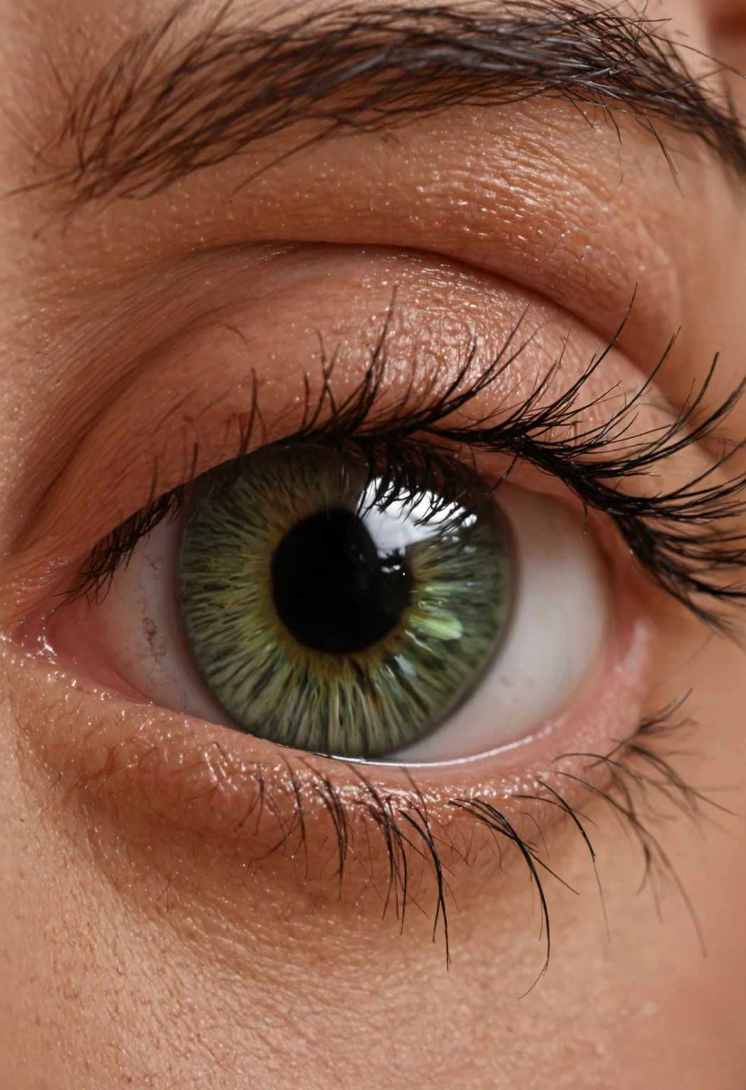 An extreme close-up of a woman's green eye, <lora:sdxl_lightning_8step_lora:1.0>