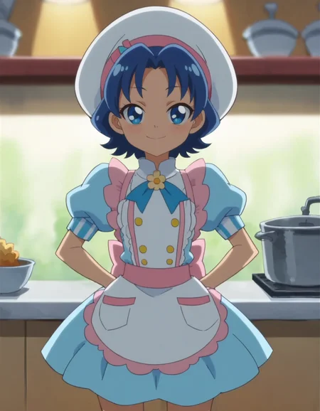 score_9, score_8_up, score_7_up, anime screencap, solo,1girl, tategamiaoi,smile, hat, apron, dress,puffy short sleeve,looking at viewer,cowboy shot,small breasts,<lora:tategamiaoi:0.8>