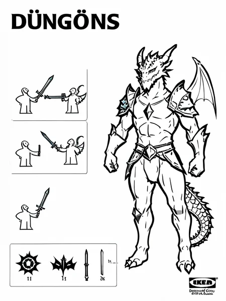"Dungeons and Dragons" dragon hero weapon <lora:ikea_instructions_xl_v1_5:1>