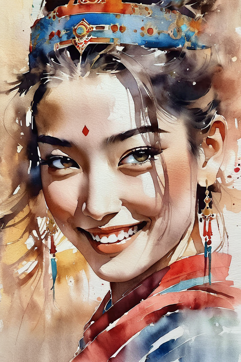 girl,happy smile,by sandra chevrier,high detailed,watercolor,<lora:JG_art_sdxl:0.7>,dunhuang,watercolor paper texture,thomas schaller style,Watercolor style,<lora:Watercolor _sdxl-000001:1.8>, Watercolor style,