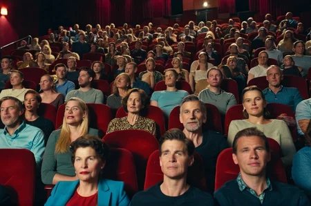 photo of a large group of people sitting in a cinema, many faces, <lora:people_010_cosine_iter4_ 0000025all_jugger_adafactor_128_64_new:0.3>