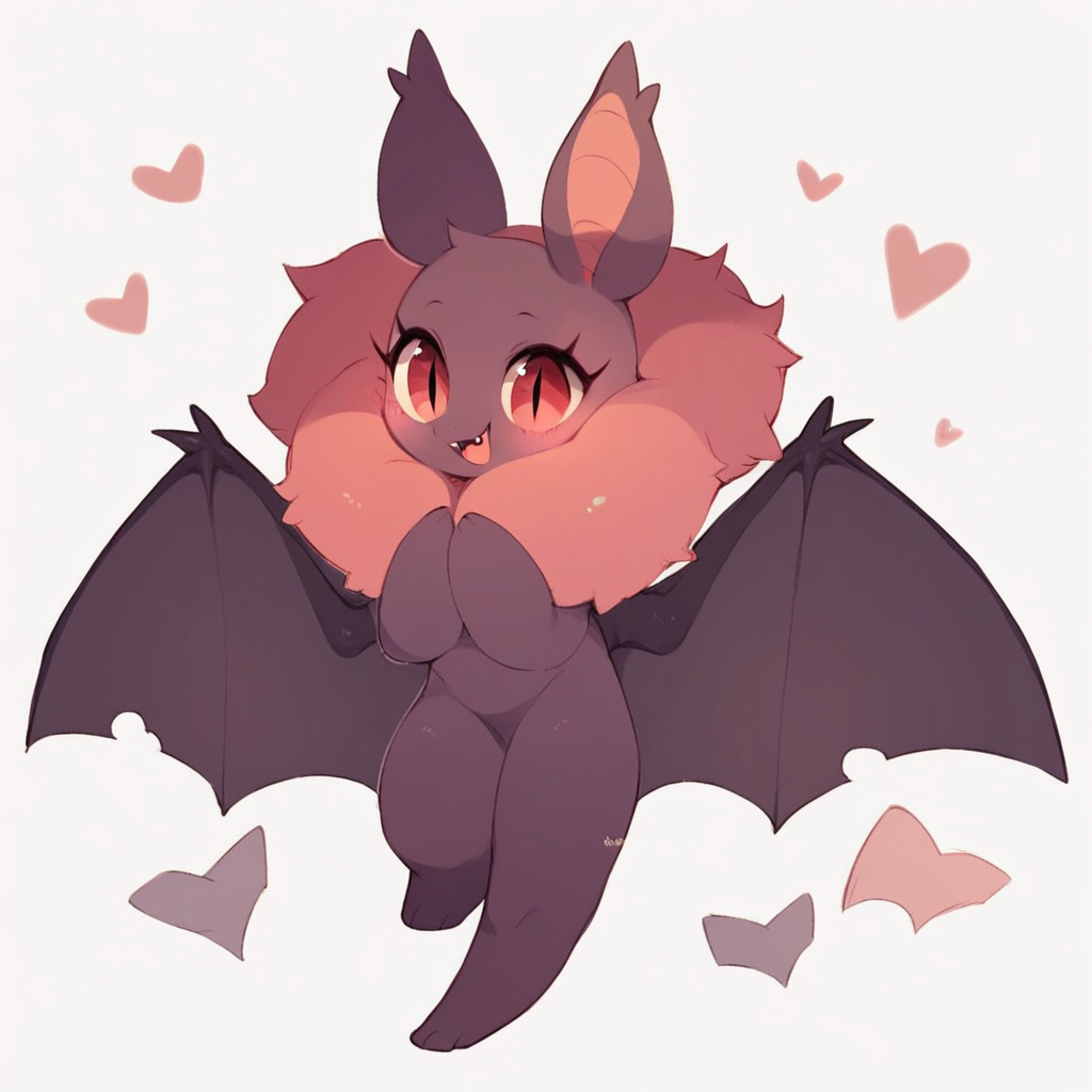 score_9, score_8_up, score_7_up, score_6_up, score_5_up, score_4_up, cute tiny feral bat, female, floating hearts, large bat wings