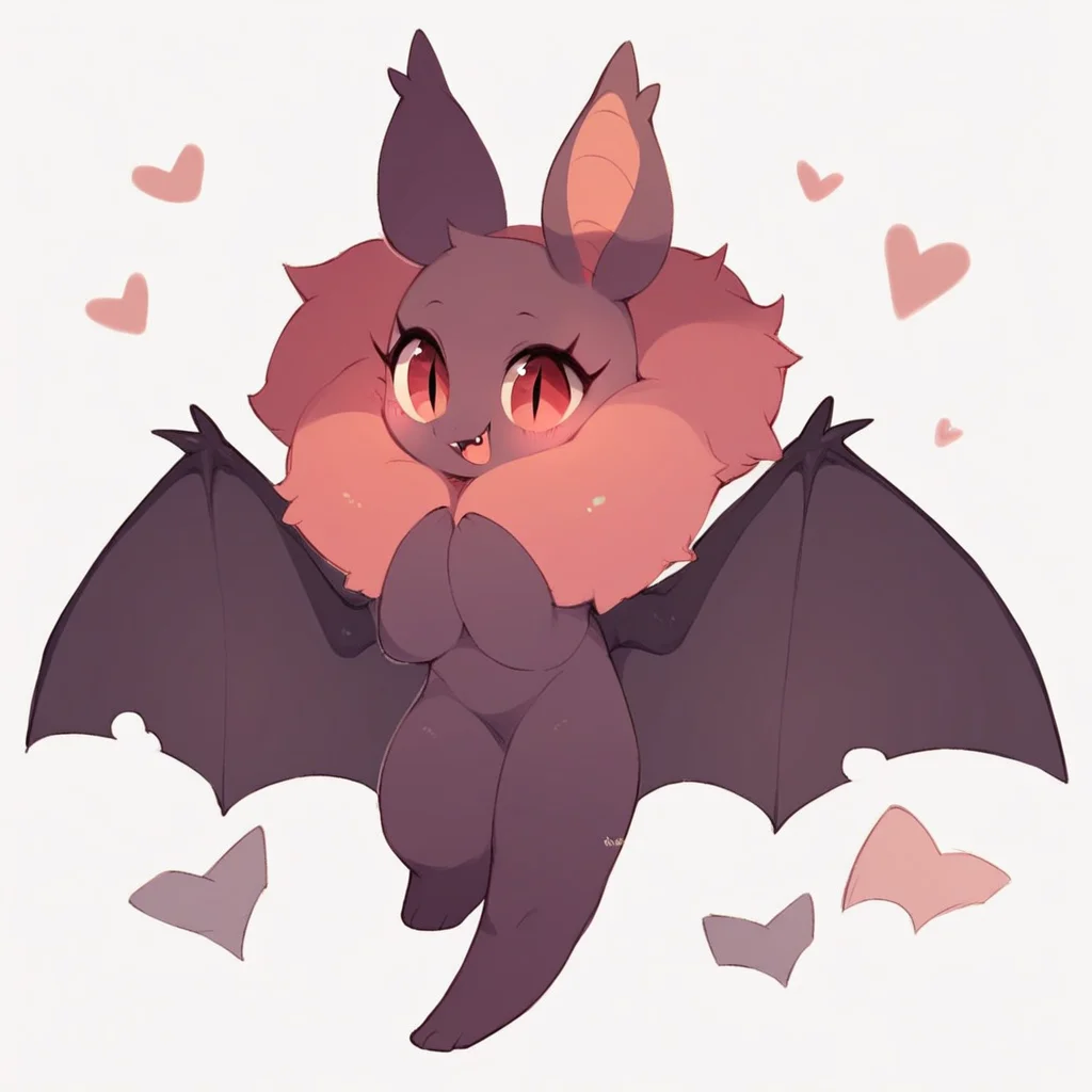 score_9, score_8_up, score_7_up, score_6_up, score_5_up, score_4_up, cute tiny feral bat, female, floating hearts, large bat wings