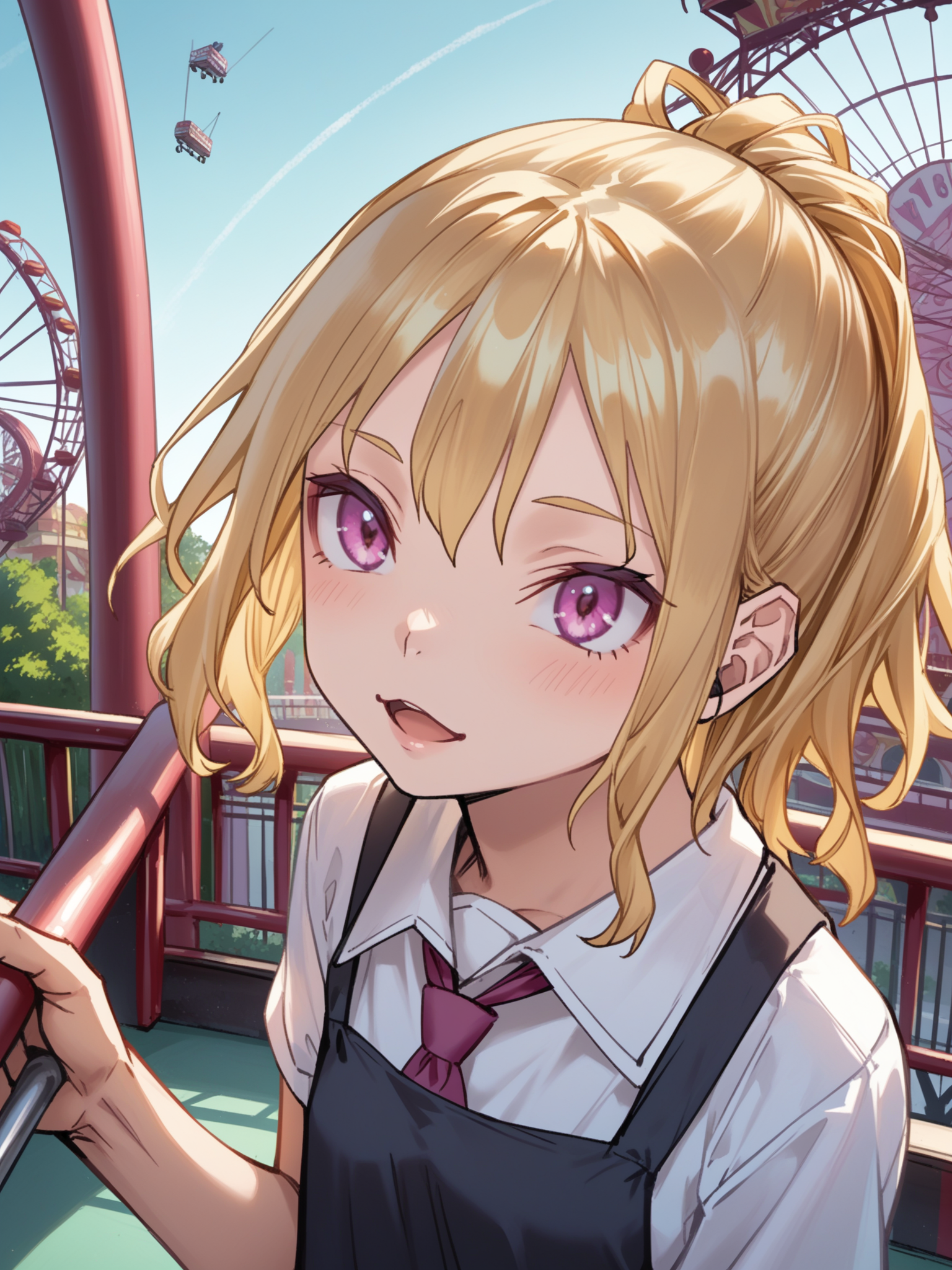 (cowboy shot, solo focus:1.2) <lora:happy_tentacle-fuyuno-v0.3-000021:1>, ht_fuyuno, blonde hair, (petite:1.2), <lora:Shed_The_Skin's StS_age_slider_v1_initial_release:-1.3> ( :1.1) ( , , (doyagao :1.2) , , looking up :1) , outdoors, vegetation, (overgrown :1.1), , (dawn :0.6), , (:0.5), , (gothic architecture :0.9), (amusement park:1.2), (roller coaster:1.3), carousel, drop tower, pendulum ride, ( :0.8) score_9, score_8_up, score_7_up, score_6_up, score_5_up, score_4_up, ( [(realistic, photorealistic:1.3):(realistic:1.2):16] [(3d:1.2)::14] :1) <lora:LUUNA's Lunas-NijiJourney-SDXL-B2:0.35>, nijijourney <lora:prgfrg23's Counterfeit-V3.0 Style SDXL_LoRA_Pony Diffusion V6 XL:0.5> <lora:mfcg's mfcgXL:0.12> <lora:reweik's gyokai(himehajime)_PonyXL_style_v01:0.14>
