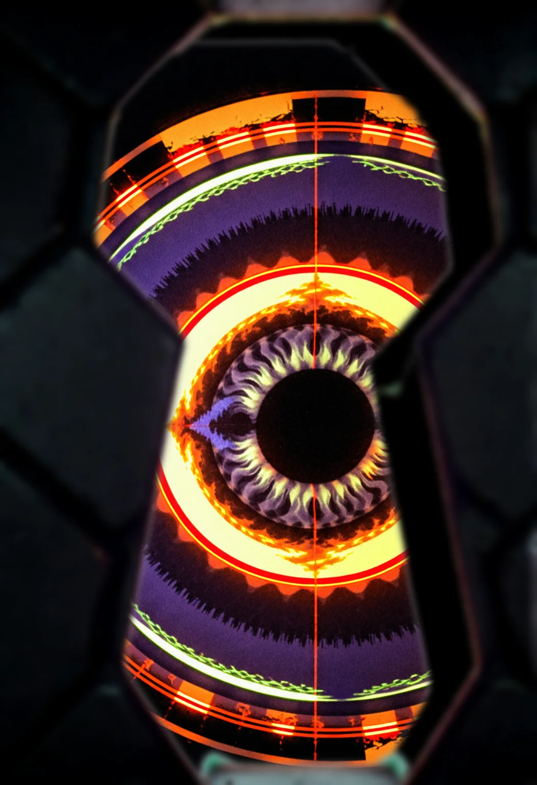 7-Vectors, glitching ultra closeup of a large demonic eye with detailed iris, hell is seen within the glitched depths of the endless abyss, mandelbulb fractal shapes, chromatic aberration, image artifacts, fiery, inhuman, neon distortion, scanlines, holographic displacement, evil, occult, turbine, screen tearing, highly detailed  <lora:acc\dmd2_sdxl_4step_lora> <lora:_general\xl_spo_sdxl_10ep_4k-data_lora_webui> <lora:glitch_retro\xl_Retro Vectors v1.0>