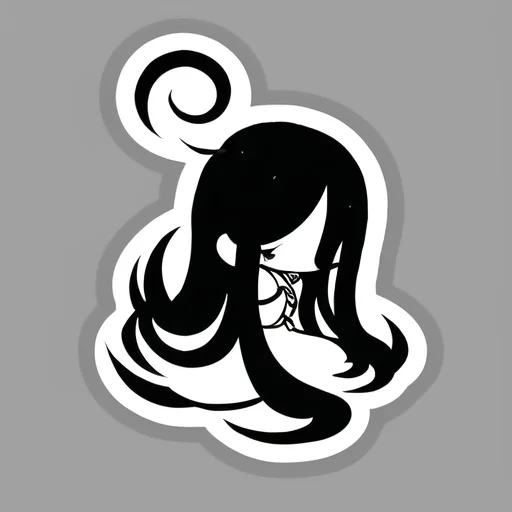 ((masterpiece)),(best quality), absurdres,sadako_yamamura,<lora:Sadakobest:0.8>, <lora:stickersAnimeStyle_v10:0.7>,((stickers)), retro ,(high quality), simple background,