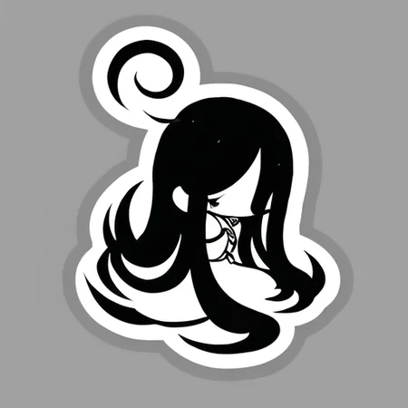 ((masterpiece)),(best quality), absurdres,sadako_yamamura,<lora:Sadakobest:0.8>, <lora:stickersAnimeStyle_v10:0.7>,((stickers)), retro ,(high quality), simple background,