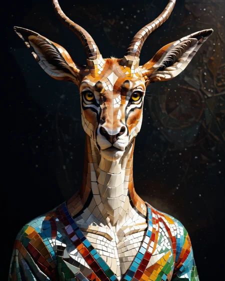 score_9, score_8_up, score_7_up, intricate details, rating_safe,
 <lora:MosaicStyle:1>,
1boy(Mosaic, made from colored stone pieces, 
anthro furry, antelope, 
full body, looking at the viewer, solo, smiling), black background, 
<lora:ral-chrosc-clr:0.3>, ral-chrosc-clr,
<lora:xl_more_art-full_v1:0.3>,
<lora:add-detail-xl:0.3>