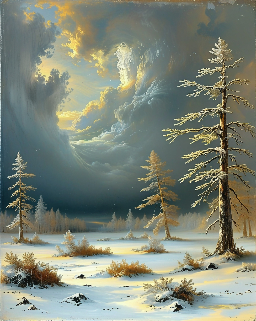 Landscape,Norwegian boreal forest with pine needles frosted in diamond dust during Squall line: Arcus shelf advancing like tsunami of liquid obsidian,Atomic theater frozen in radiation waltz,
random rider in landcscape,
<lora:extremely_detailed:0.8> extremely detailed,
<lora:add-detail-xl:0.7>,
<lora:DetailMaximizer:0.5> 
detailxl ,
<lora:tbh102-sdxl:0.3> style of Andreas Achenbach,
 <lora:tbh352-sdxl:0.3> style of Giovanni Battista Tiepolo,
<lora:tbh124-sdxl:0.3> style of Jean-Antoine Watteau,