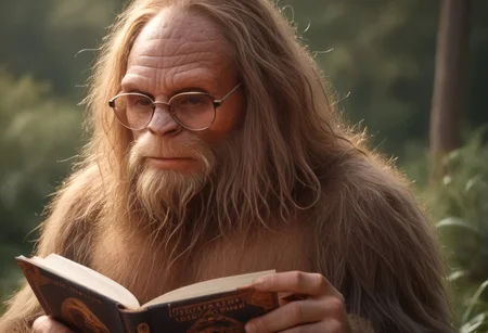 score_9, score_8_up, score_7_up, source_photo, photography, realistic
bigsquatch, he is wearing reading glasses and reading a large copy of the Encyclopedia Britannica, 
Kodak Motion Picture Film
