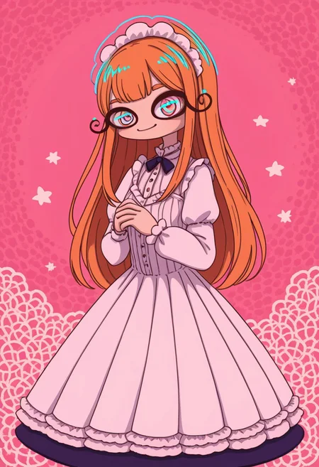 score_9, score_8_up, score_7_up,
masterpiece, best quality, detailed, amazing quality,
detailed background,
solo, 1girl, dress, stockings, looking to the side, cute, lovely, easynegative, closeup, flat colors, defined lines, colourful, fancy, frilly, lace, portrait, smiling