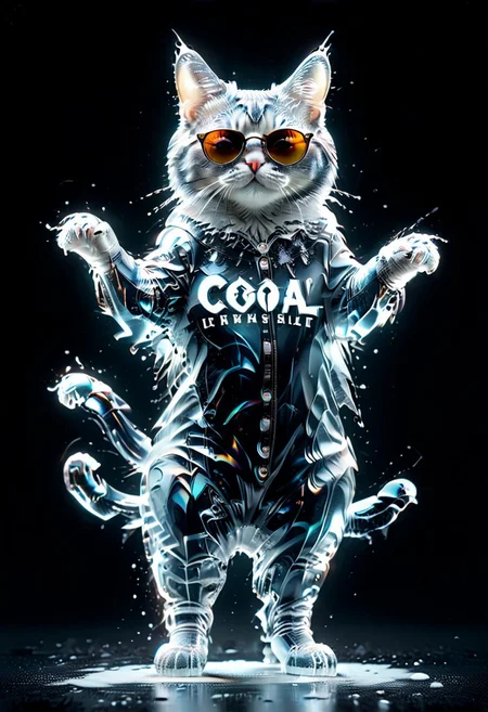 ((((("COOL" text logo made of ice)))) <lora:dvr-ftl:0.8>,
1c3_w1n73r, magicNpolished, shiny, polished, reflection, glowing, light
Anthro cat made of 1c3_w1n73r, wearing sunglasses, jacket, loose pants, baseball cap
Standing on hind legs.
