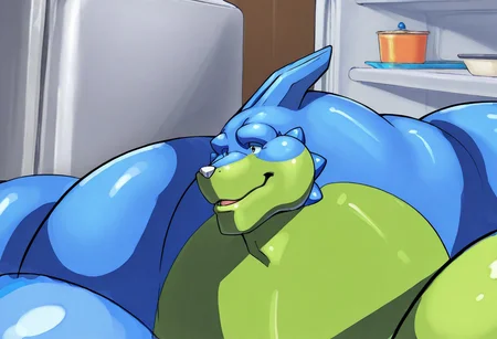 score_9, score_8_up, score_7_up, ruanyi1319,refrigerator, semi-real, masterwork, portrait, close view, Gidon, detailed face, detailed eyes, cyan eyes, horn, brightly lit, 