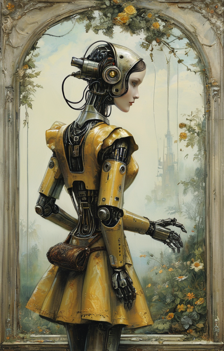 masterpiece,best quality,<lora:tbh379-sdxl:0.6>,illustration,style of jeanne du Maurier
 portrait of Housework robots