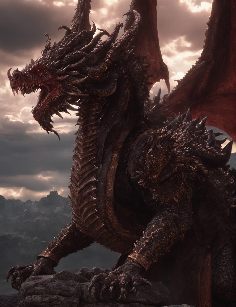 moghxl a demonic dragon,between the clouds above,128K UHD,sharp focus,masterpiece,awardwinning <lora:moghxl:1>,realistic,raw photo,octanne rennder,full body,epic,official art,full armor,cinematic