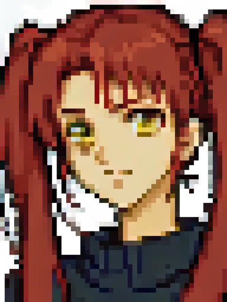 score_9, score_8_up, score_7_up, source_anime BREAK 1girl, solo, <lora:zs_FE5PortraitsXL:1> fe5portraits, portrait, white background, red hair, twintails, yellow eyes, turtleneck sweater, very long hair