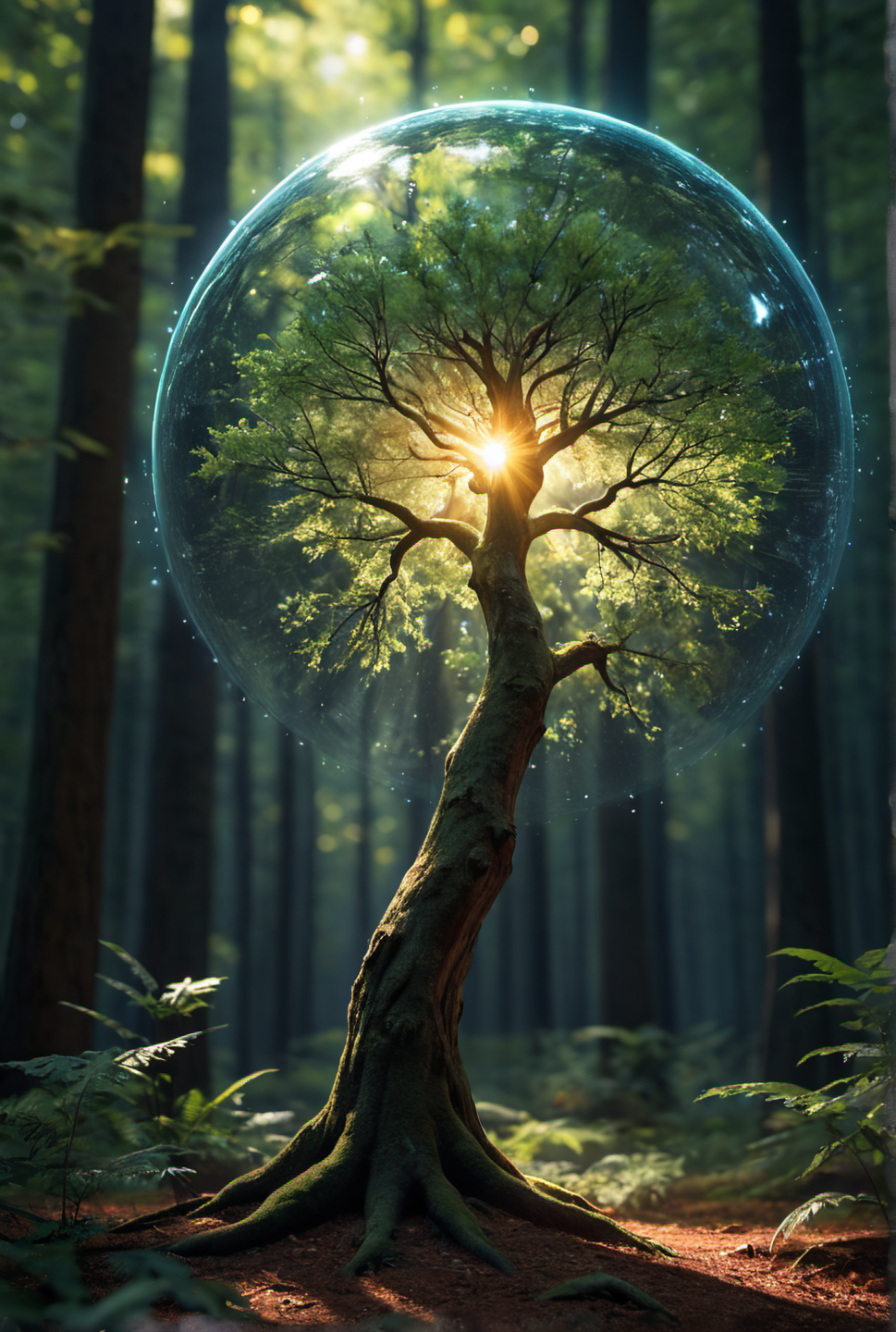 score_7, score_6_up, score_5_up, score_4_up,(neon bokeh photography:1.24) cgi ingame image, high realism, unreal engine (full bodyshot:1.46) perfect lighting, award winning image composition, volumetric, 16k UHD, HDR, intricately detailed, rich shadows, highest resolution, highest quality,  of , (entoptic phenomena) (Mystical (high resolution) crystal tree, a towering structure with shimmering crystal branches and delicate, glowing leaves that emit an ethereal light. Serene verdant forest, dappled golden glow, where light filters through the trees to create a soothing atmosphere, high resolution reflections, colorful light rays). (Midday sun, harsh and intense, casting long shadows, nature bathed in golden light, , (details:(vivid surface object, hypnotizing alien tech style, betraying the eye:1.24))), dark dramatic lighting, horror movie poster,  perfect details, perfect shadows, dappled light, light rays, particle lighting, high details,