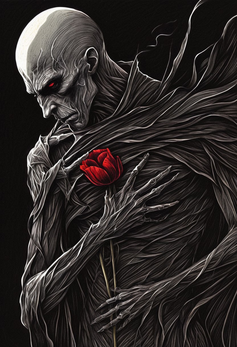 linquivera,coquelicot, vampire lord nosferatu, sorrowful expression, faded elegance, poignant atmosphere, lost beauty, melancholic aura, hauntingly captivating, timeless grief, stark contrast, delicate decay,line art,backlighting,wind,backlighting,stardust,(wind:1.2),knight,red blood